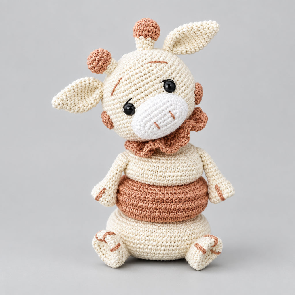 Handmade Crochet Newborn Sleeping Giraffe Gift Set (6pc)  Baby Shower Gift