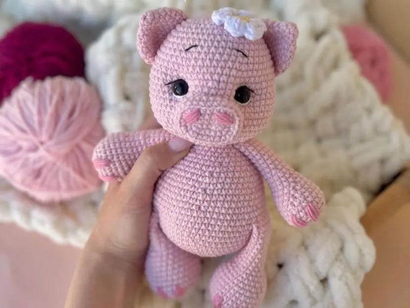 Crochet Cute Pig Toy - Joy Gift London