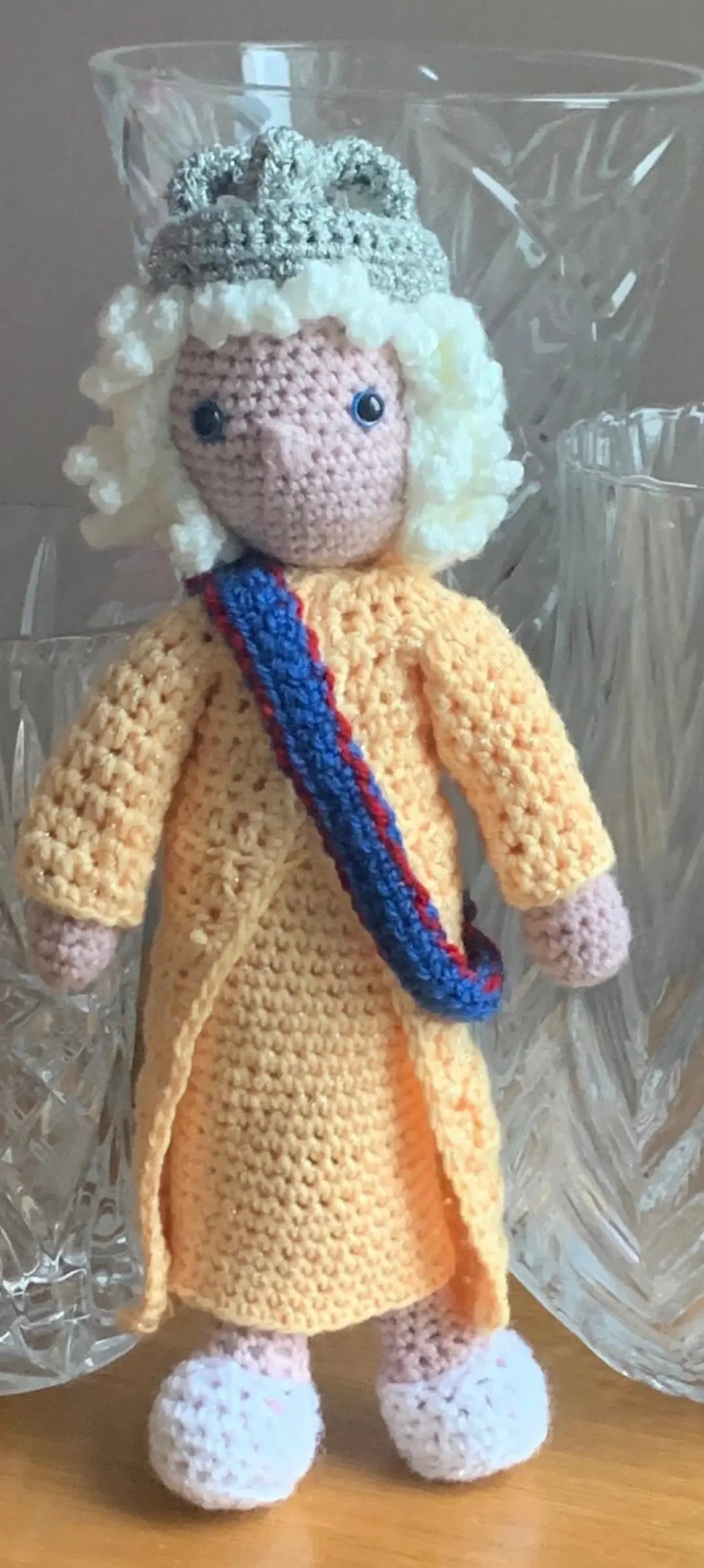 Handmade Crochet King Charles Queen Consort Camilla Tribute Dolls - Joy Gift London