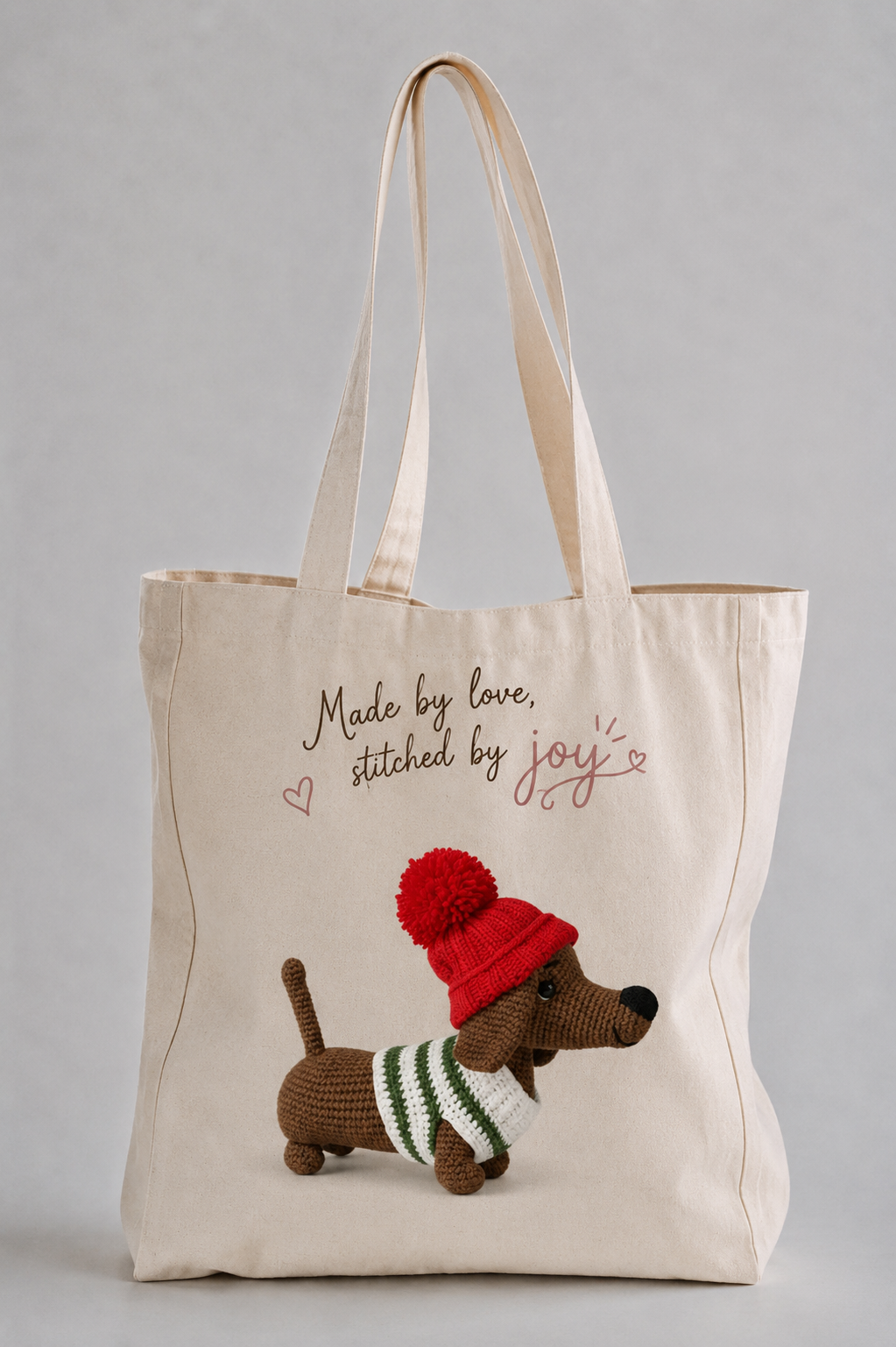 Joy Tote Bag - Signature Crochet Collection Luxury Canvas Tote Bag - Made by love, stitched by joy