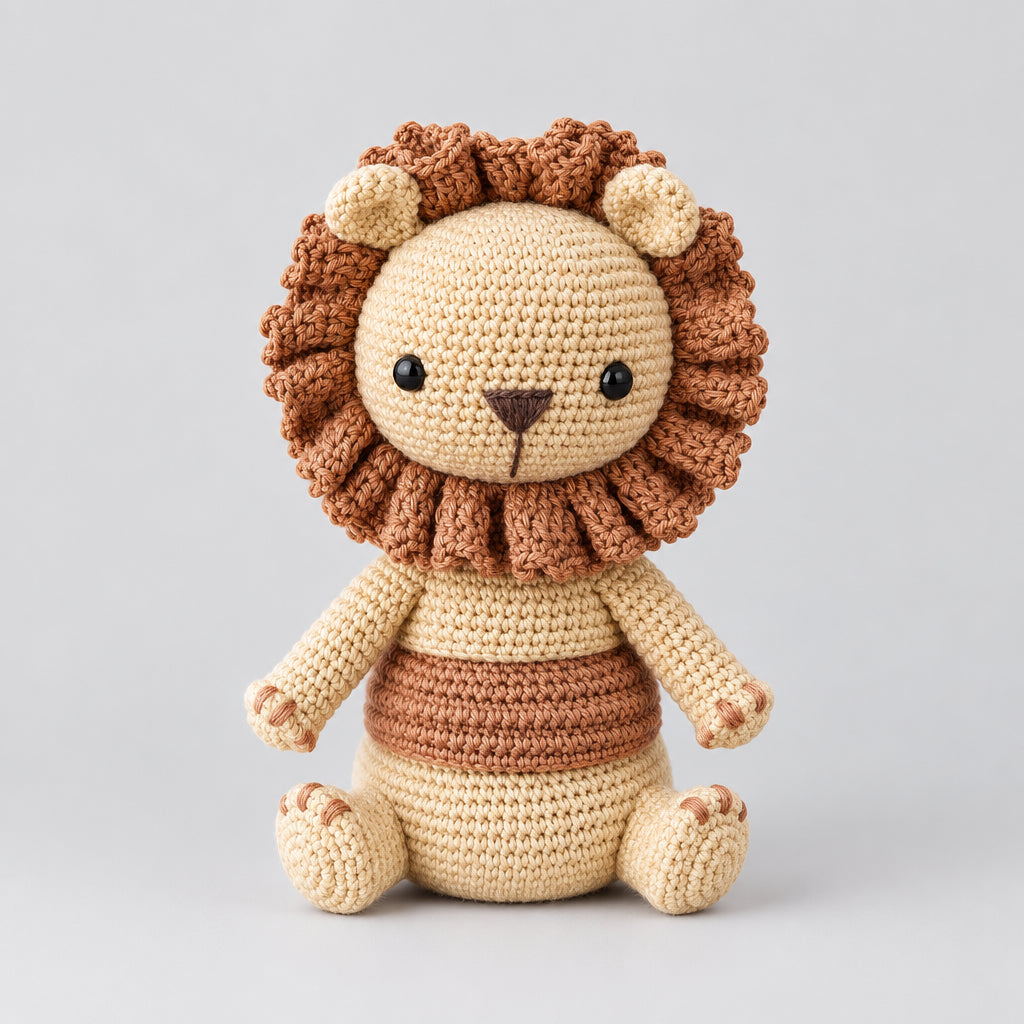 Handmade Crochet Newborn Sleeping Lion Gift Set (6pc)  Baby Shower Gift