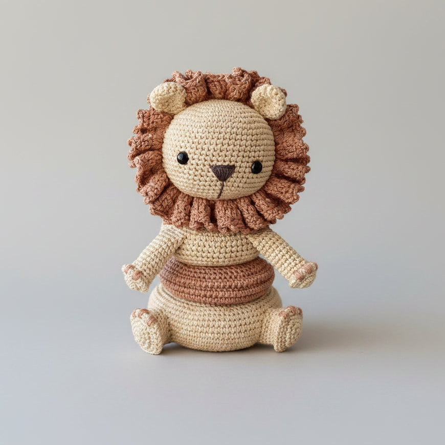 Handmade Crochet Ringstacker - Cute Lion Stacking Toy