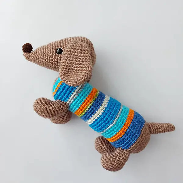 Crochet Cute Wiener dog, Sausage dog - Joy Gift London