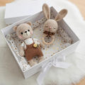 Handmade Crochet Newborn Teddy Bear & Bunny Rattle Gift Set (2pc) – Baby Shower Gift