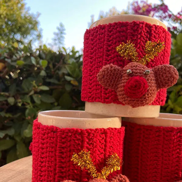 Crochet Cup Covers Christmas Decoration - Joy Gift London