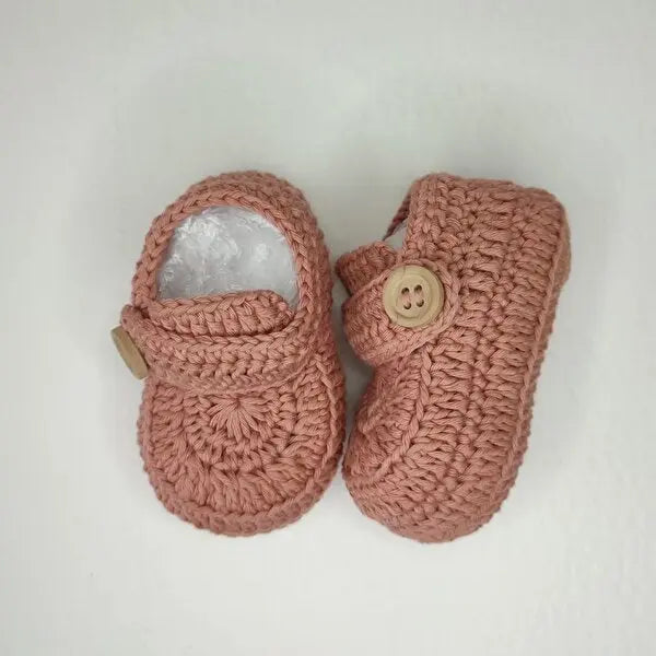 Crochet Baby Shoes Brick Color - Joy Gift London