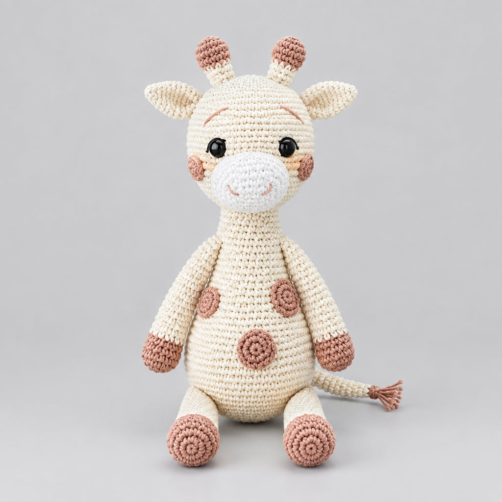 Handmade Crochet Newborn Sleeping Giraffe Gift Set (6pc)  Baby Shower Gift