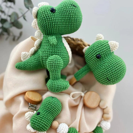 Handmade Crochet Dino Toy Gift Set (3pc)