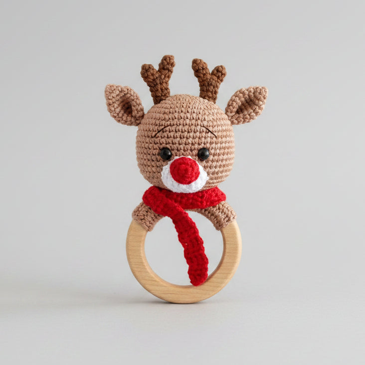 Crochet Deer Rattle Toy with Bell