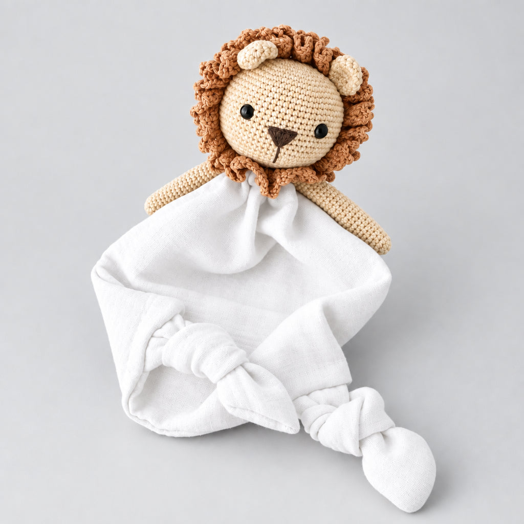 Handmade Crochet Newborn Sleeping Lion Gift Set (6pc)  Baby Shower Gift
