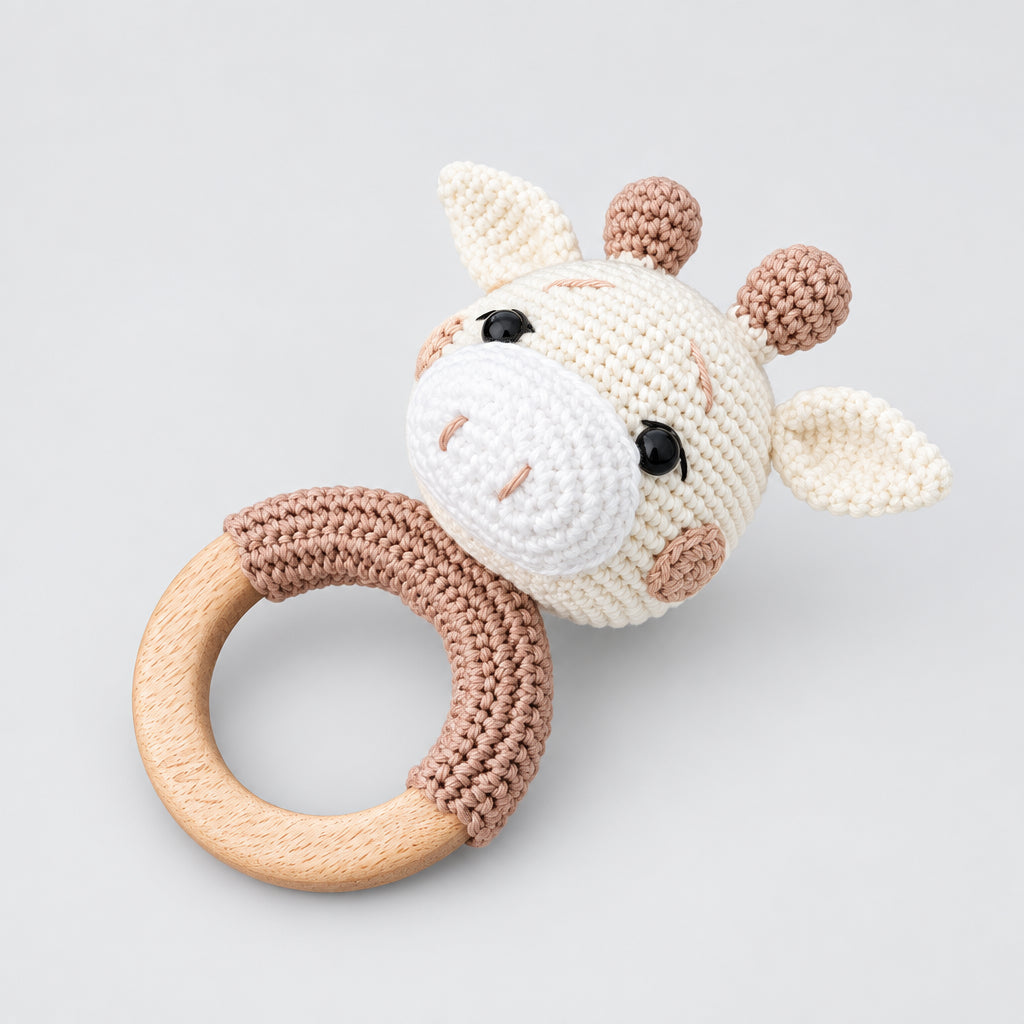 Handmade Crochet Newborn Sleeping Giraffe Gift Set (6pc)  Baby Shower Gift