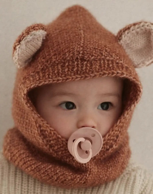 Bear Ear Knitted Balaclava for Kids – Cotton & Merino Wool Hood  Joy Gift London