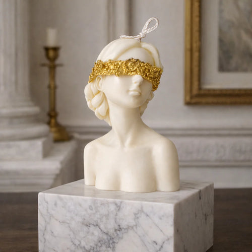 Blindfold Lady- Sculpture Candle - Hand-Painted Gold Edition