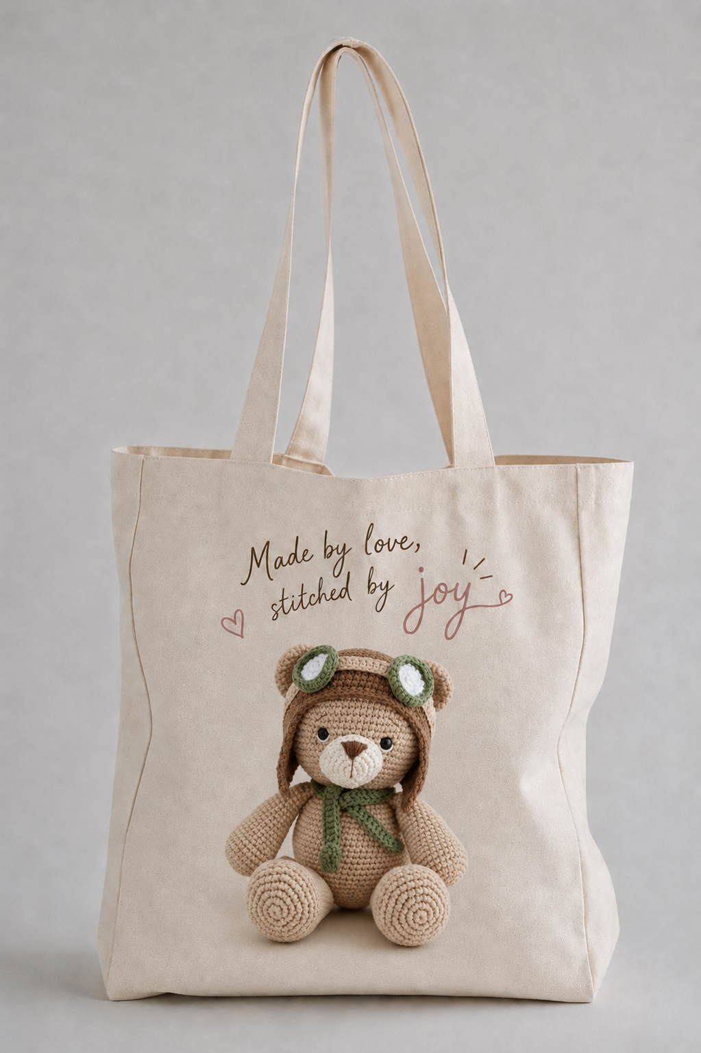 Joy Tote Bag - Signature Crochet Collection Luxury Canvas Tote Bag - Made by love, stitched by joy