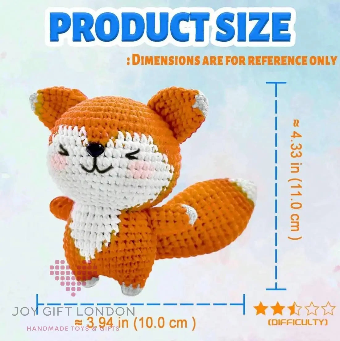 Crochet Amigurumi Kit Fox for Beginners Joy Gift London