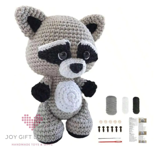 Crochet Amigurumi Kit Raccoon for Beginners Joy Gift London