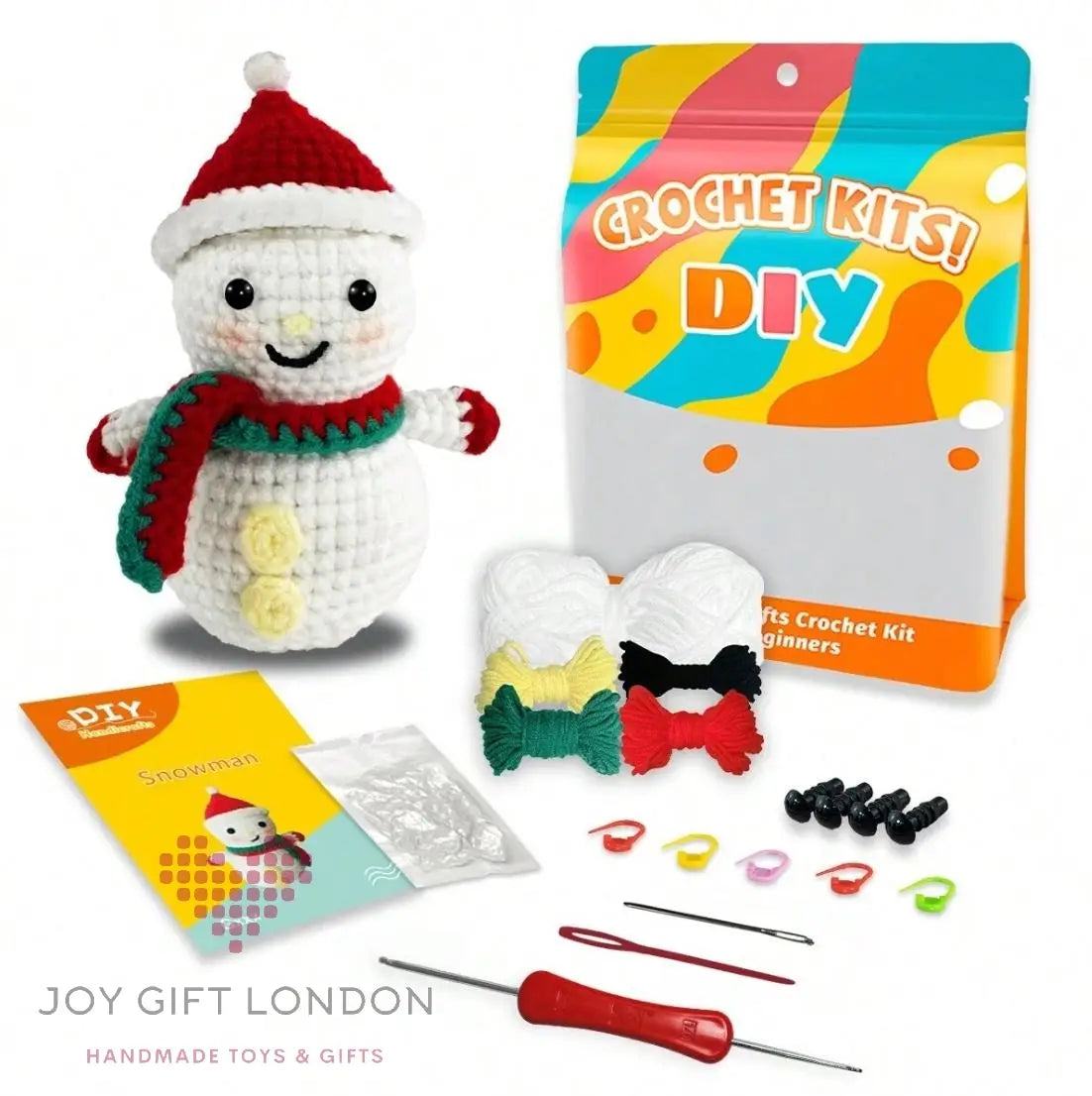 Crochet Amigurumi Kit Snowman for Beginners Joy Gift London