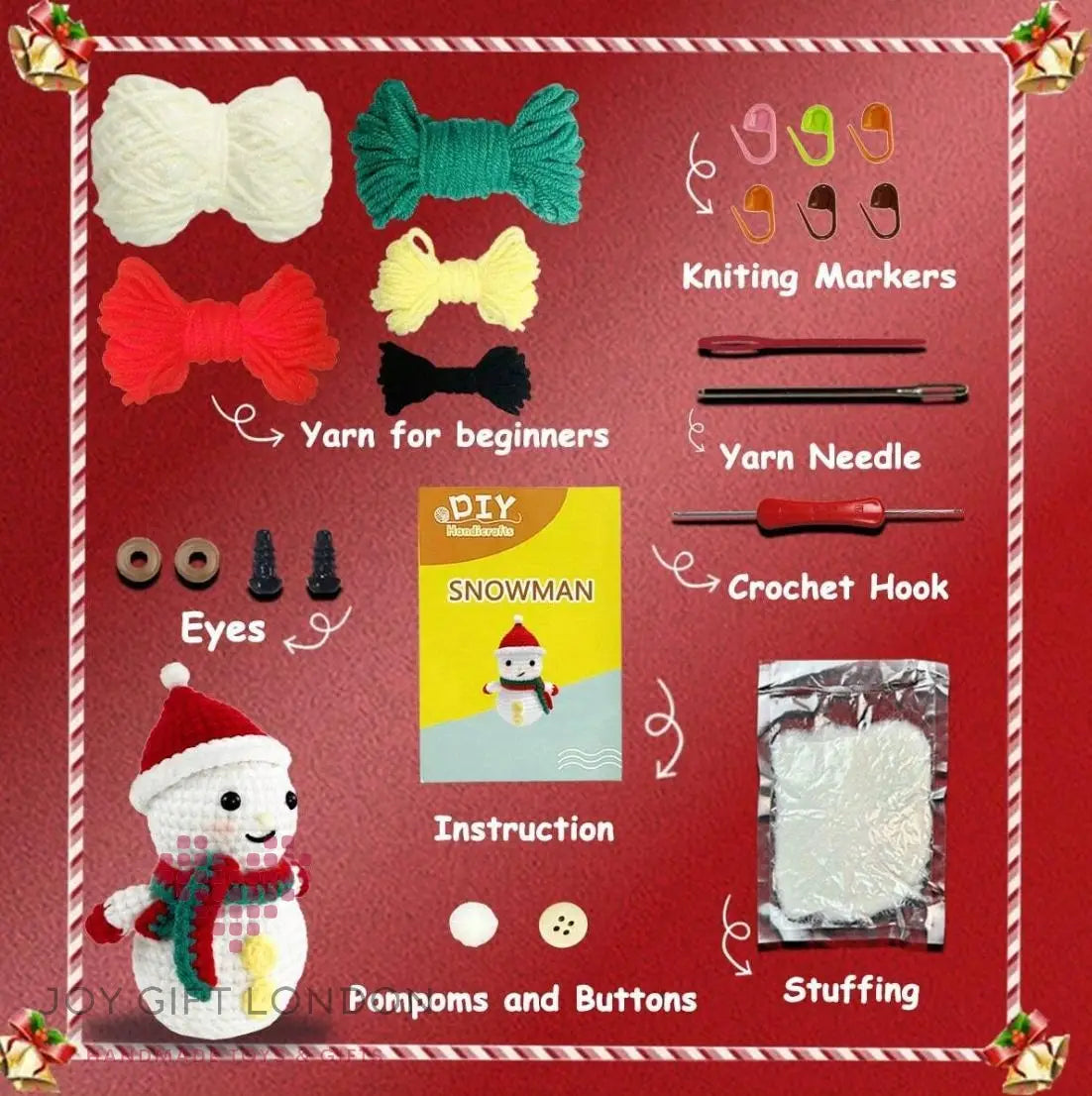 Crochet Amigurumi Kit Snowman for Beginners Joy Gift London