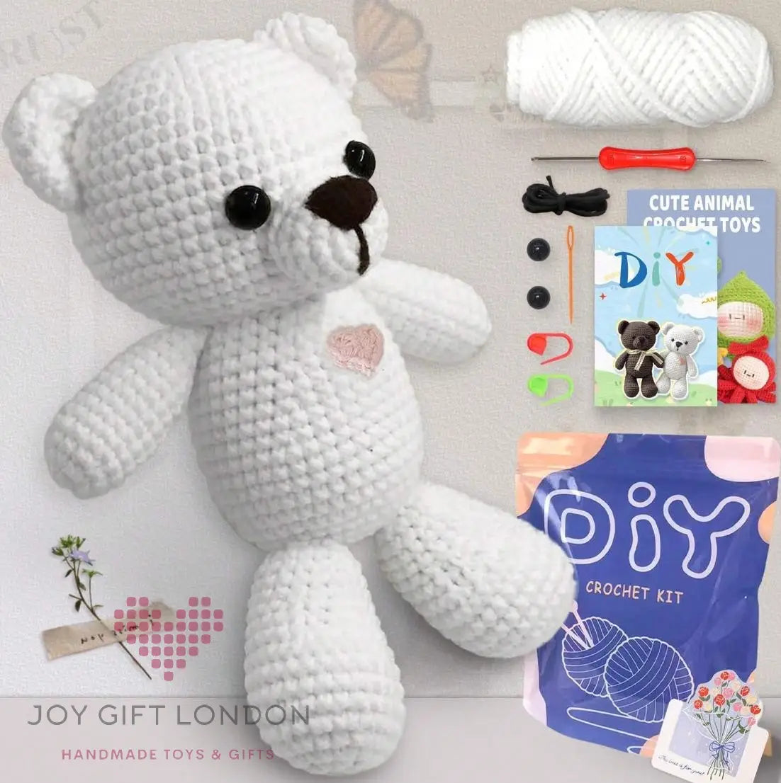 Crochet Amigurumi Kit Teddy Bear for Beginners Joy Gift London