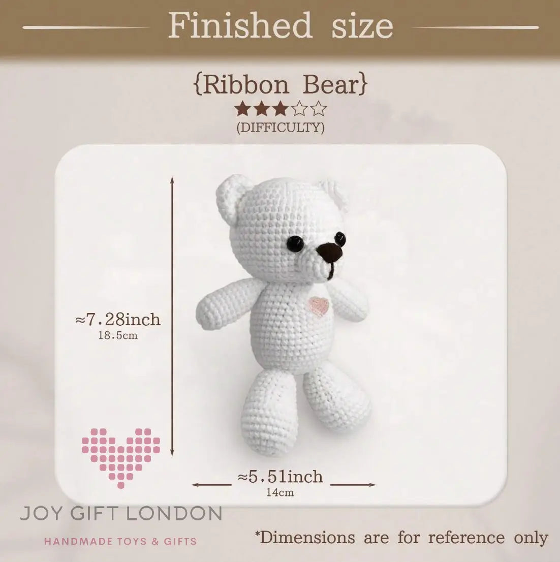 Crochet Amigurumi Kit Teddy Bear for Beginners Joy Gift London