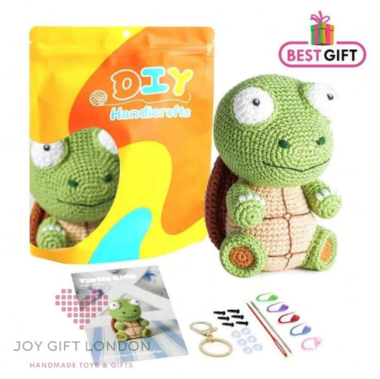 Crochet Amigurumi Kit Turtle Keychain for Beginners Joy Gift London