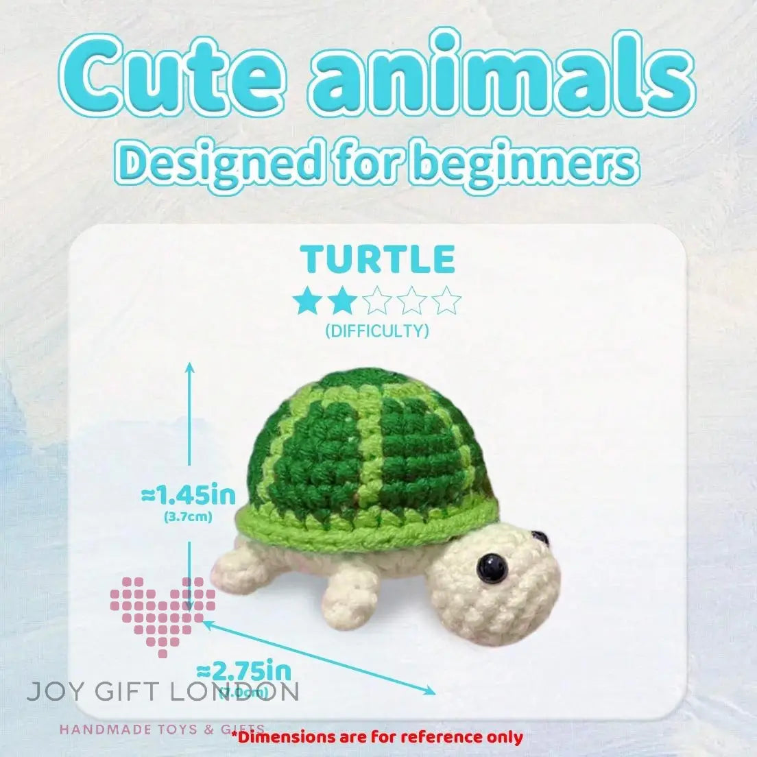 Crochet Amigurumi Kit Turtle for Beginners Joy Gift London