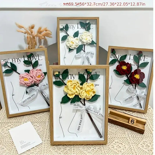 Crochet Camellia With Photo Frame Joy Gift London