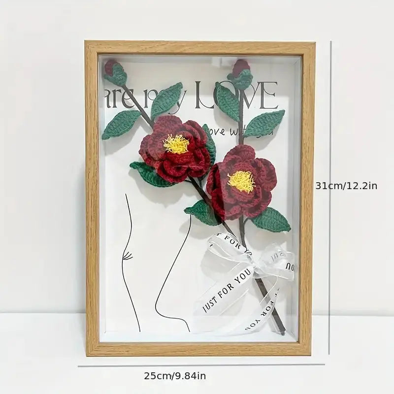 Crochet Camellia With Photo Frame Joy Gift London