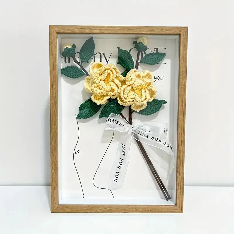 Crochet Camellia With Photo Frame Joy Gift London