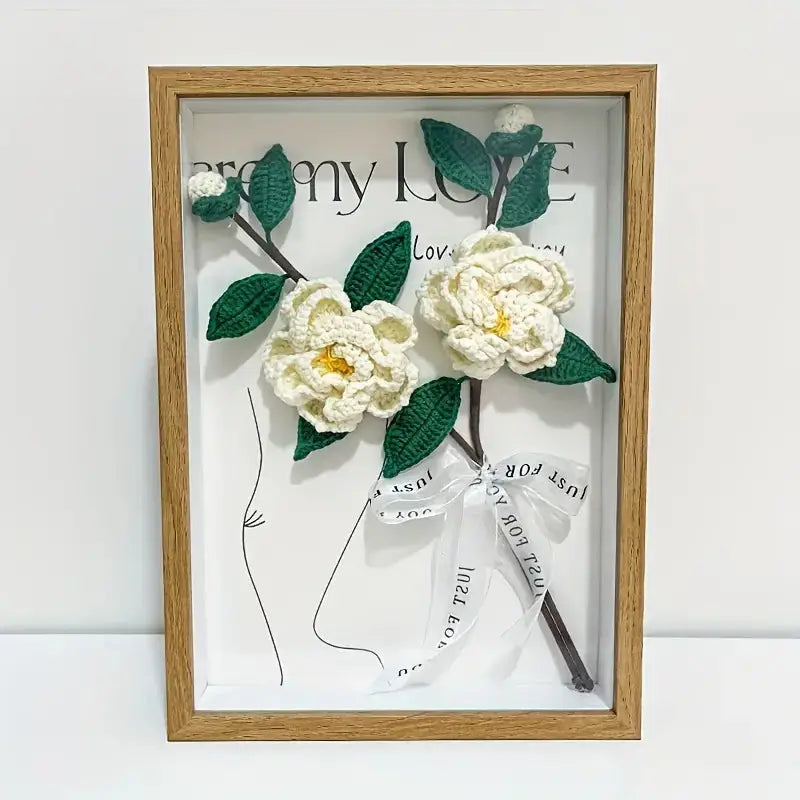 Crochet Camellia With Photo Frame Joy Gift London