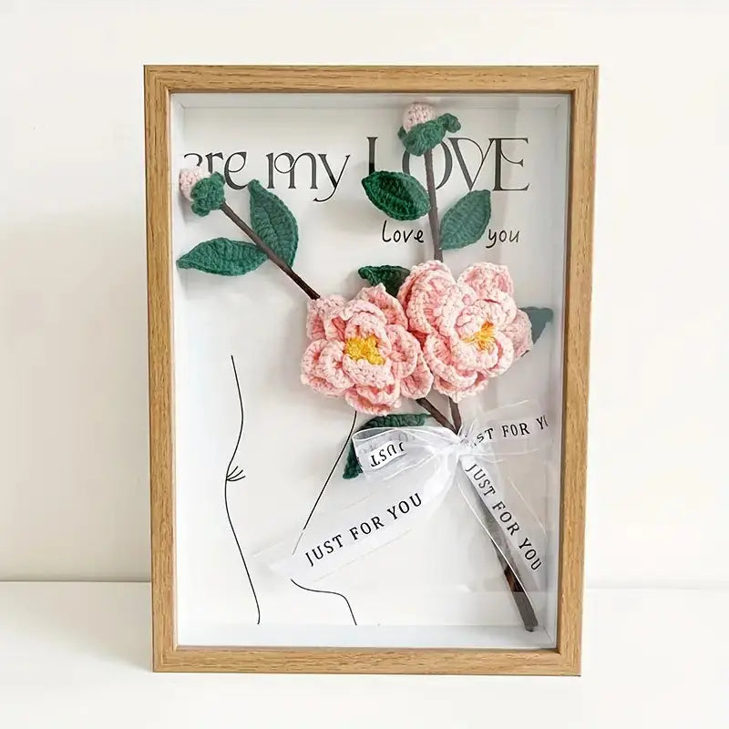 Crochet Camellia With Photo Frame Joy Gift London