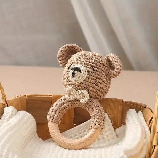 Crochet Cute Bear Rattle Toy Joy Gift London