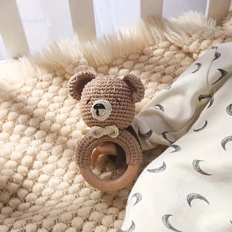 Crochet Cute Bear Rattle Toy Joy Gift London