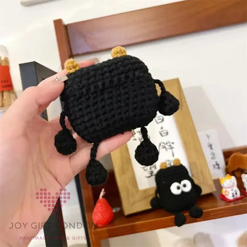 Crochet Cute Black Monster Earphone Protective Case For Apple Airpods Joy Gift London