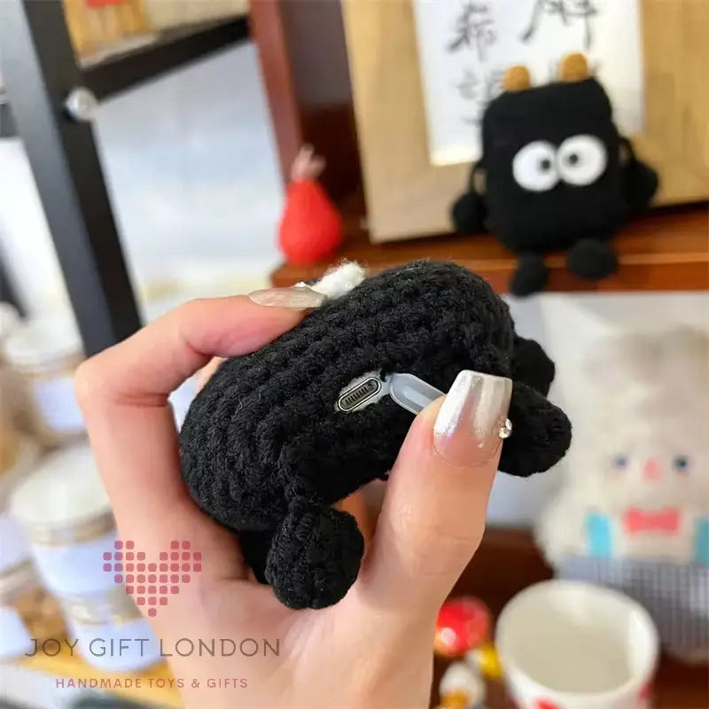 Crochet Cute Black Monster Earphone Protective Case For Apple Airpods Joy Gift London