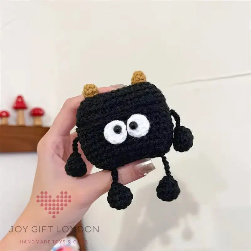 Crochet Cute Black Monster Earphone Protective Case For Apple Airpods Joy Gift London