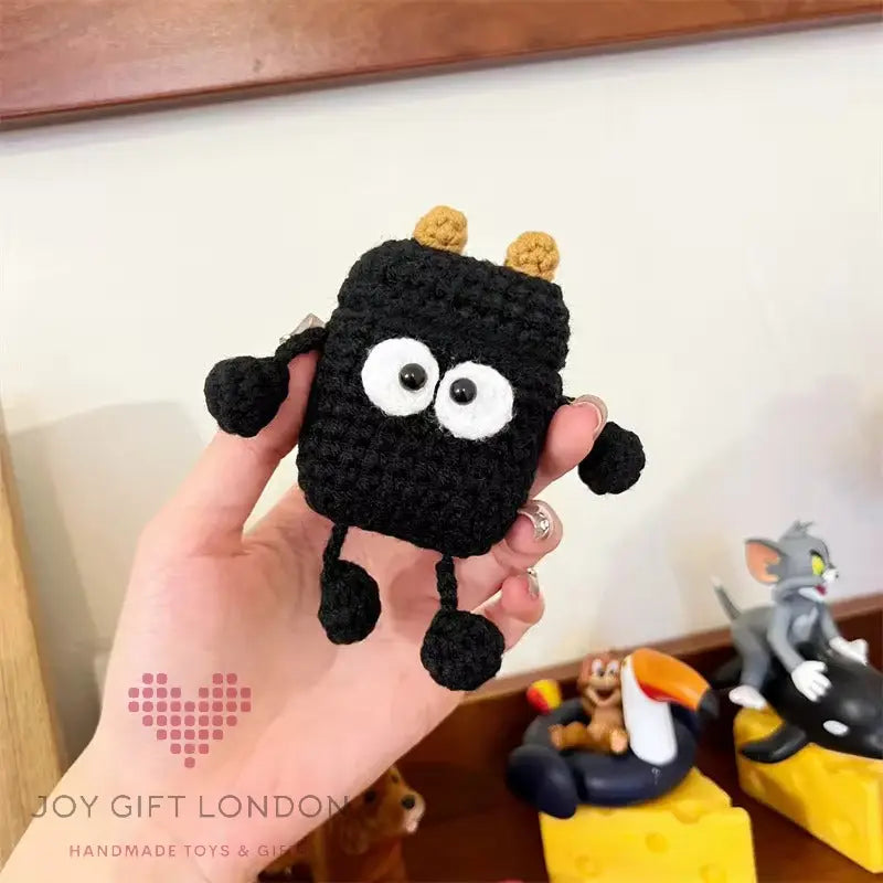 Crochet Cute Black Monster Earphone Protective Case For Apple Airpods Joy Gift London