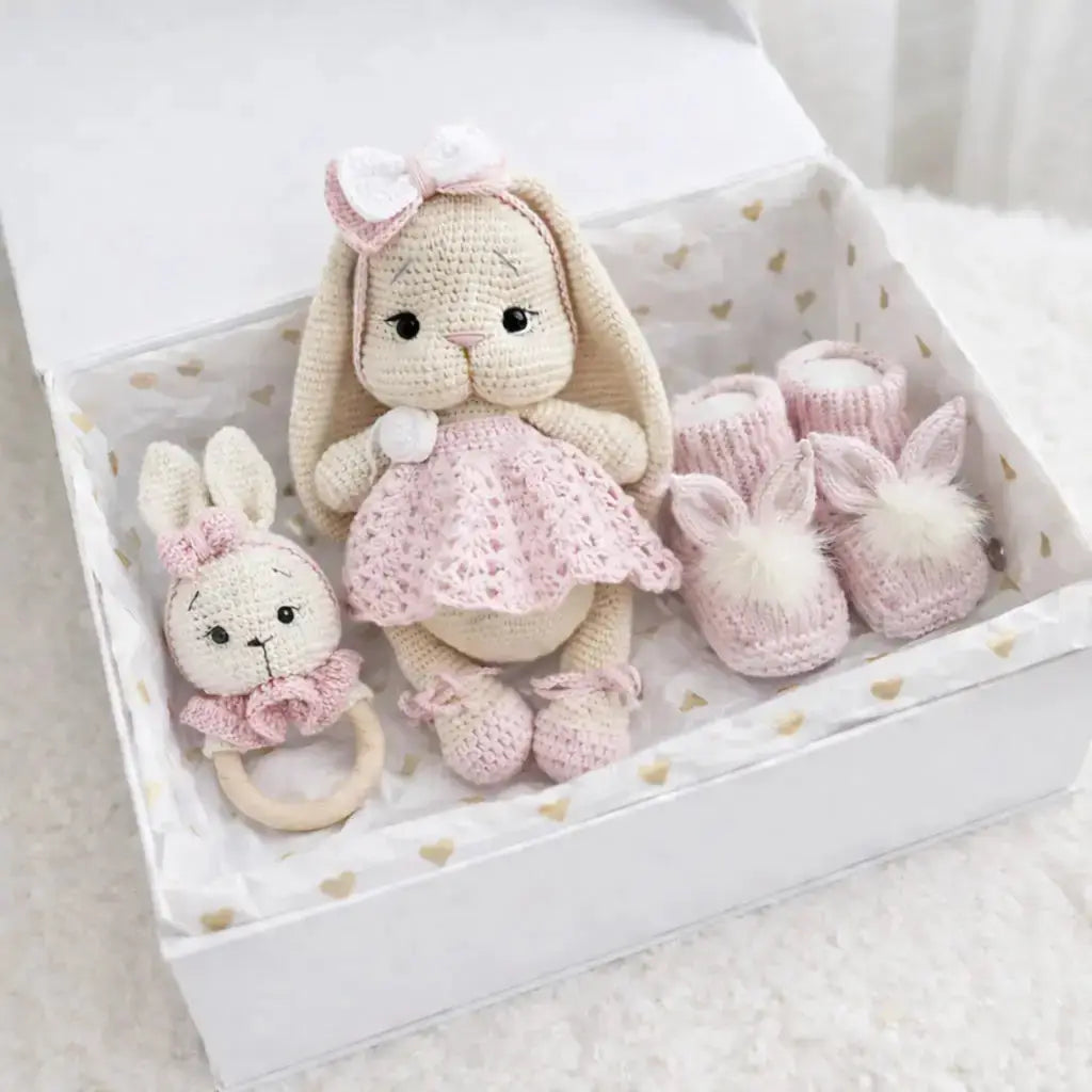 Crochet Cute Bunny with Pink Dress  Joy Gift London