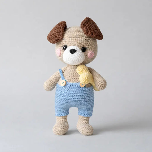 Crochet Cute Dog Toy with his bone  Joy Gift London