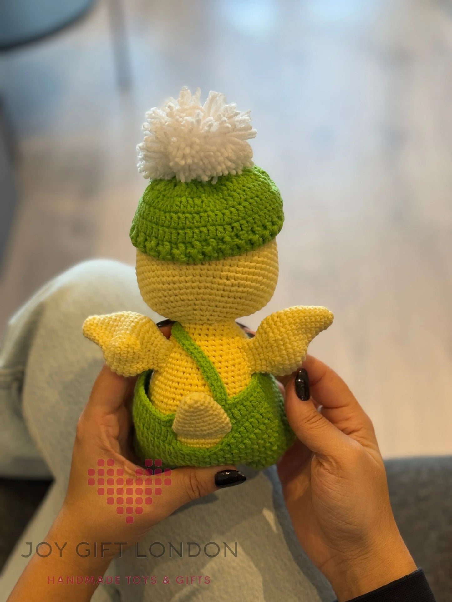 Crochet Cute Duck Toy in Green Jumpsuit Shesu Toy