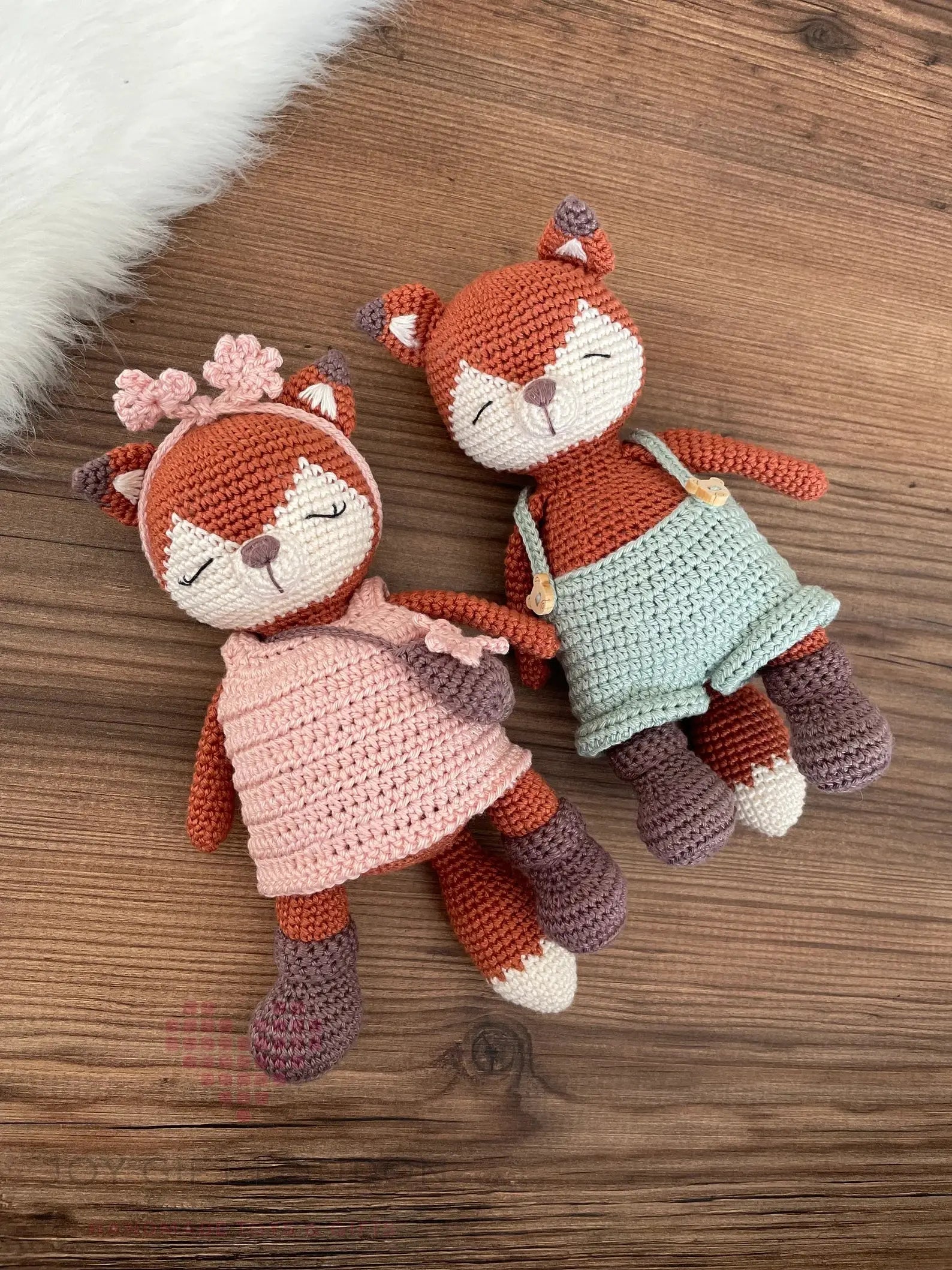 Crochet Cute Fox Couple Toy Gift Set  Joy Gift London