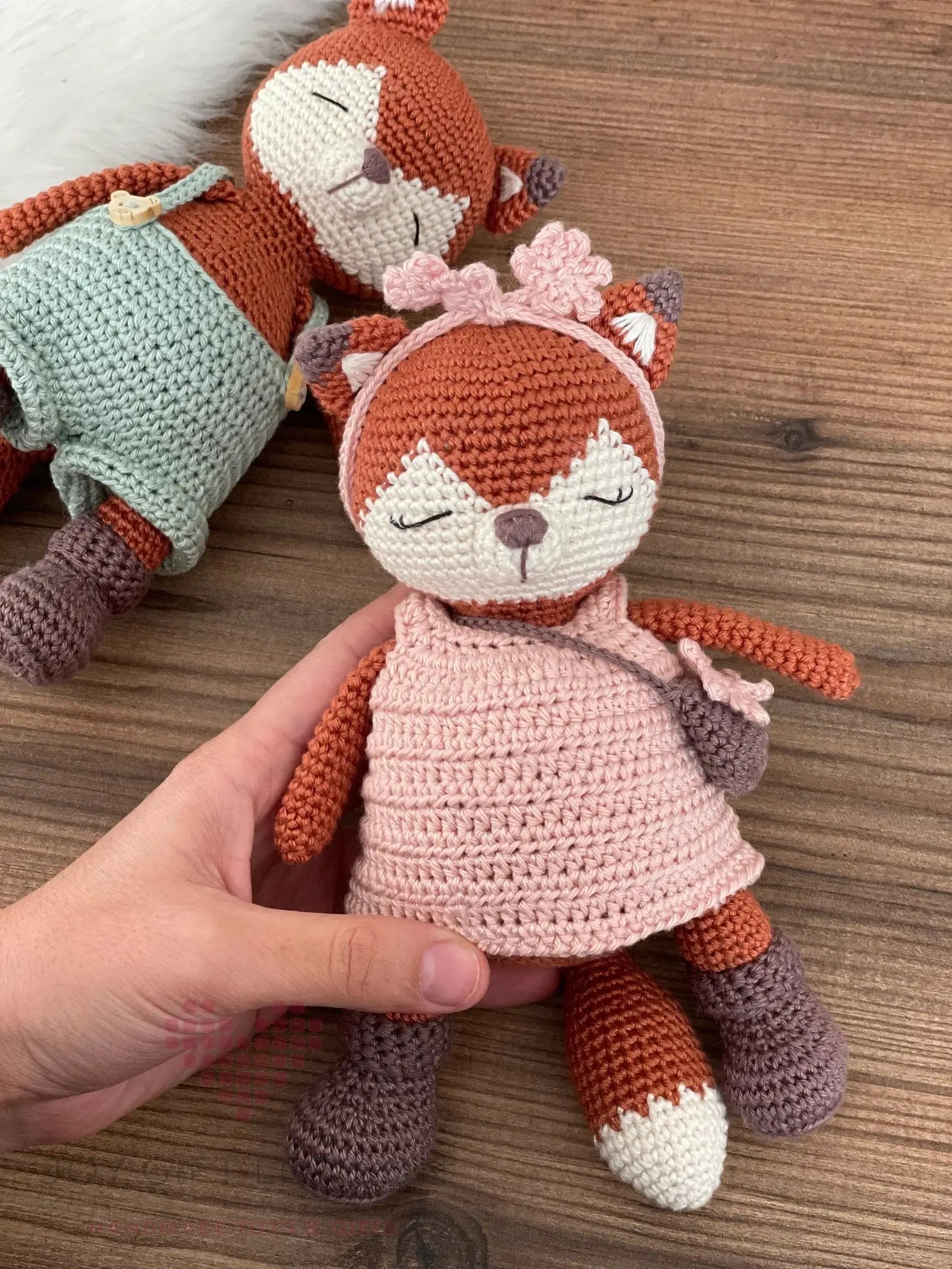 Crochet Cute Fox Couple Toy Gift Set  Joy Gift London