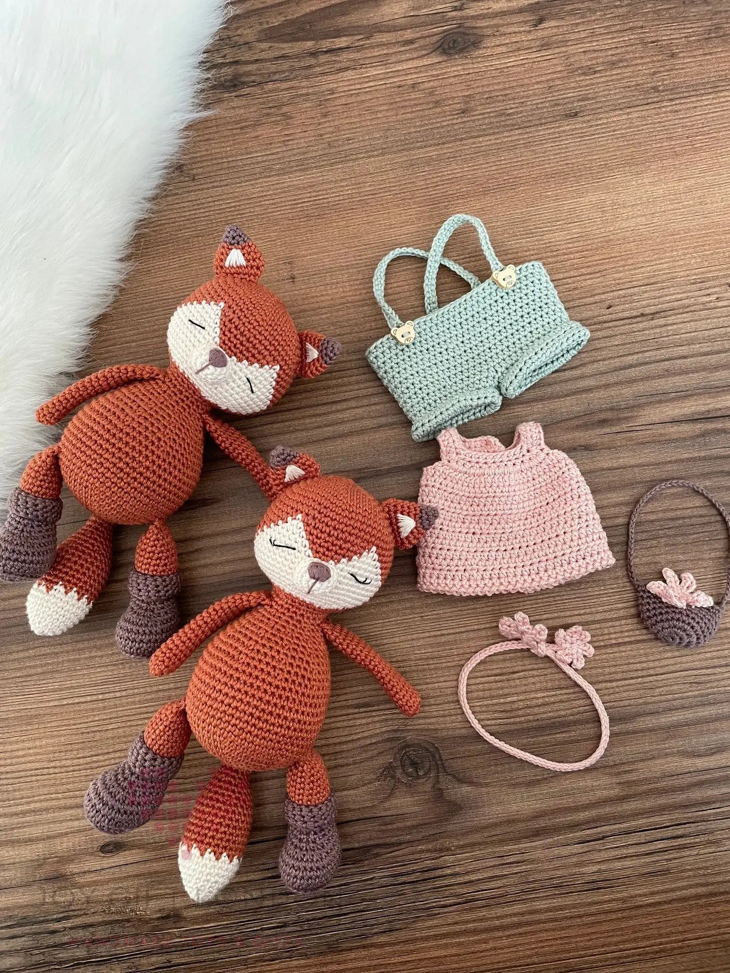 Crochet Cute Fox Couple Toy Gift Set  Joy Gift London