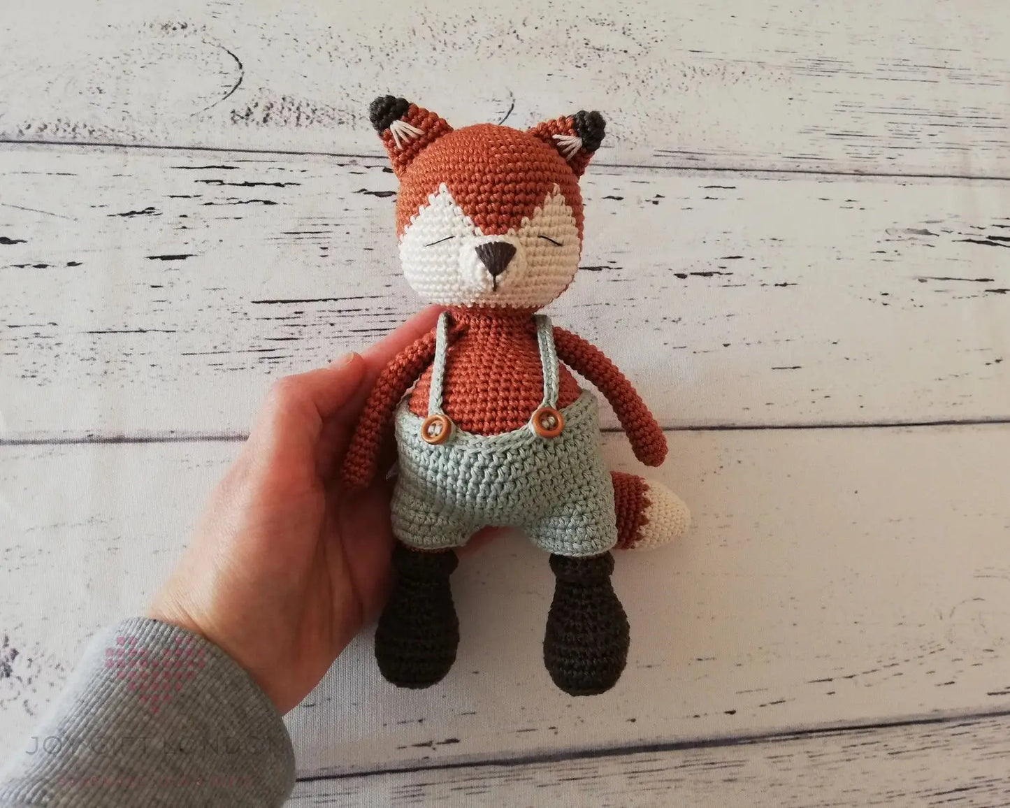 Crochet Cute Fox Toy and Rattle Toy Gift Set 2pc  Joy Gift London