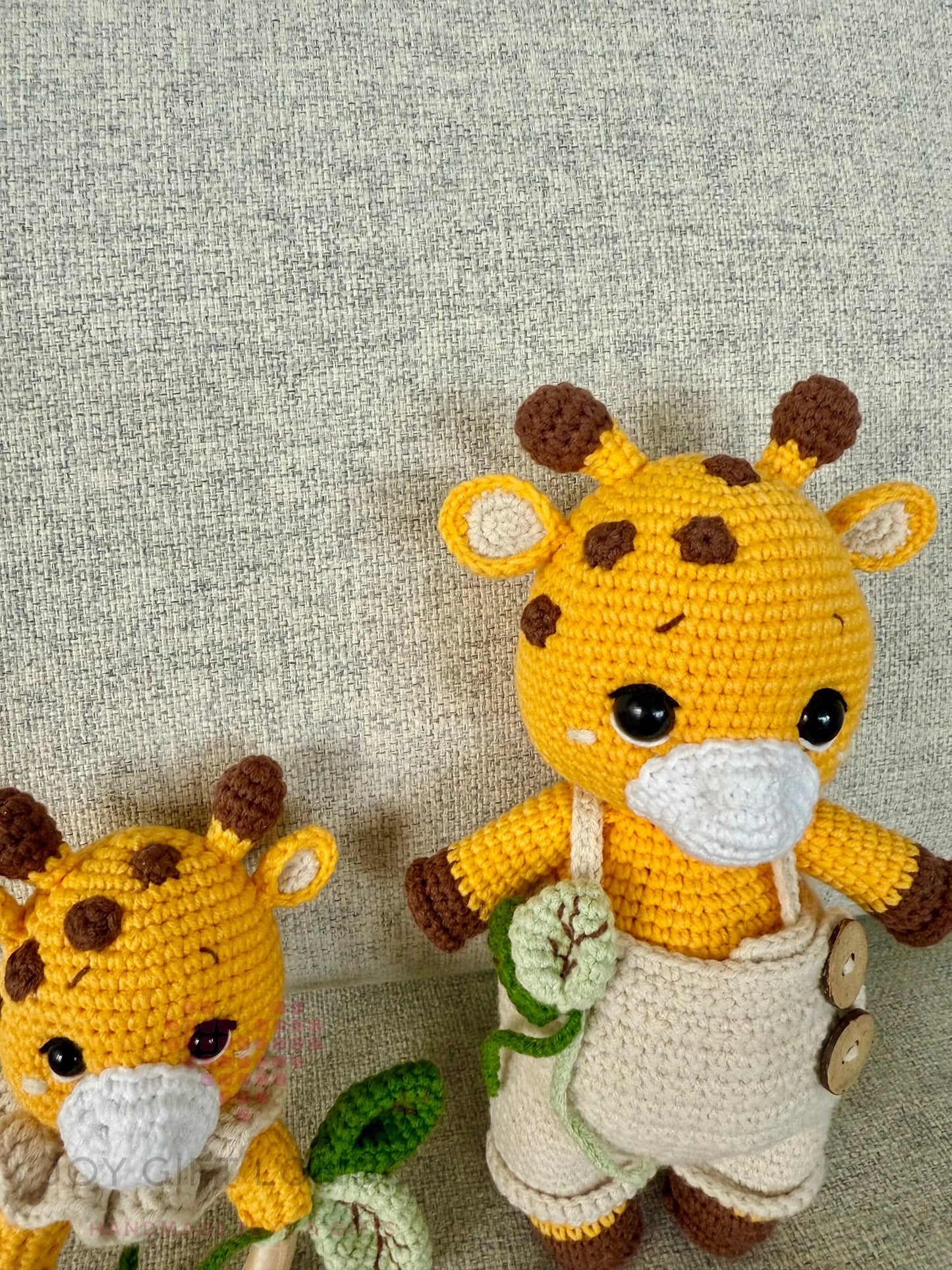 Crochet Cute Giraffe Toy and Rattle Toy Set 2pc Joy Gift London