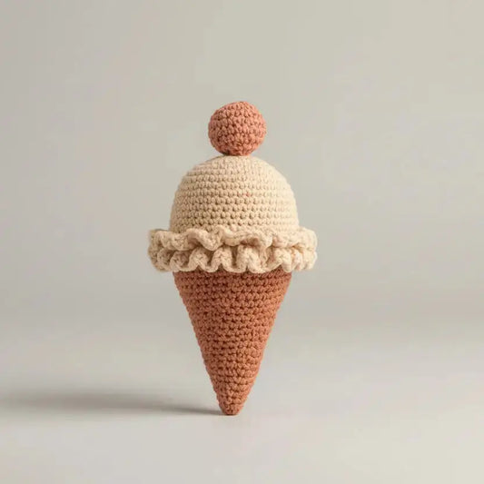 Crochet Cute Ice Cream Rattle Toy with Bell  Joy Gift London