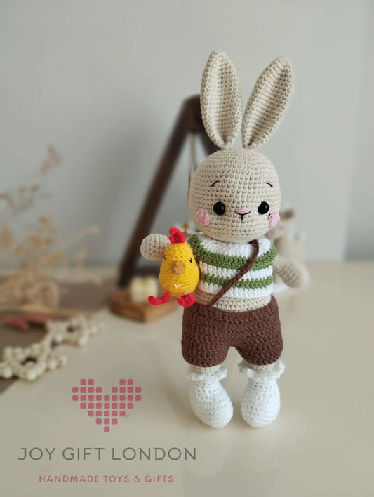 Crochet Cute Rabbit Boy Toy with his small Chick Shesu Toy