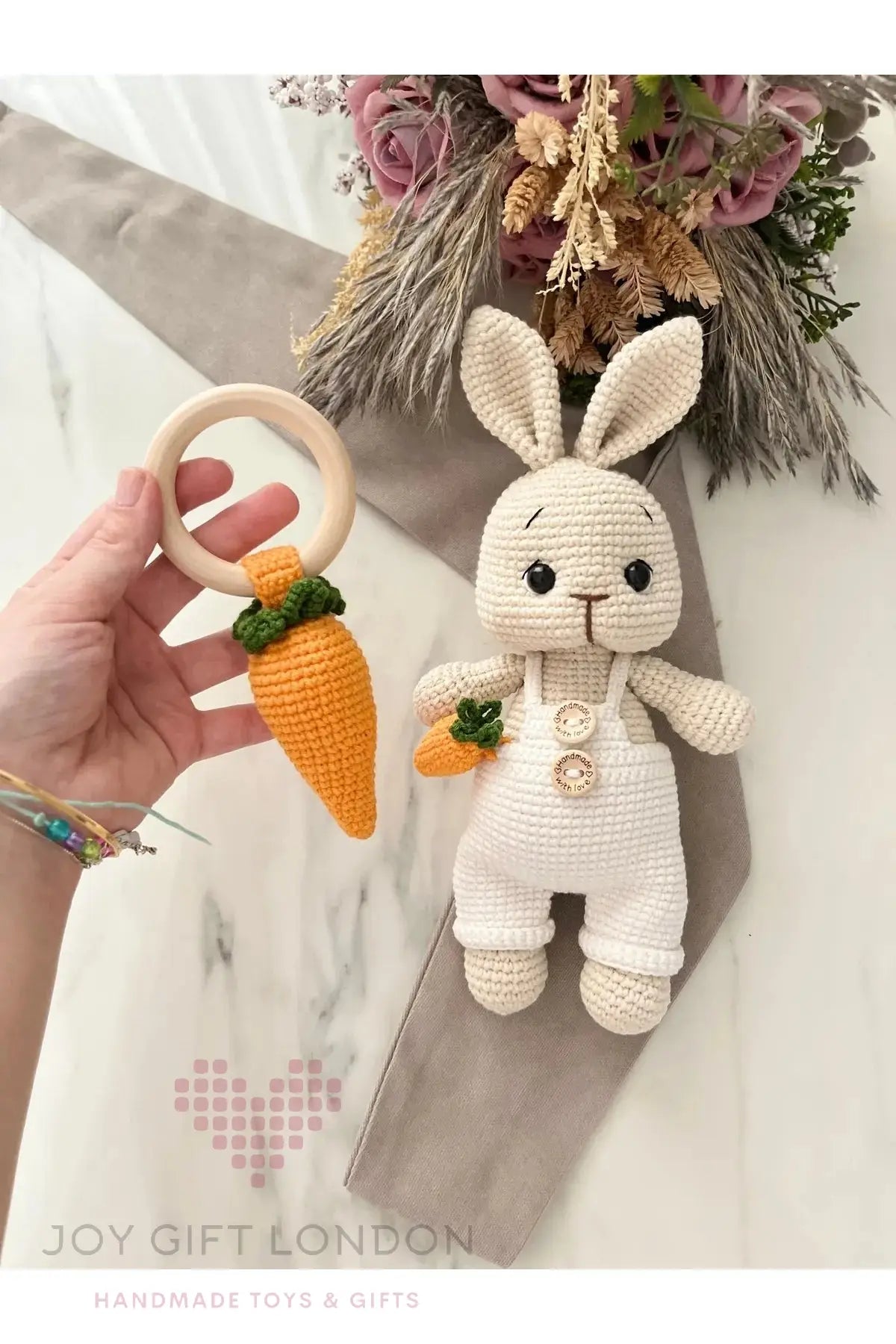 Crochet Cute Rabbit Toy Gift Set 3pc Joy Gift London