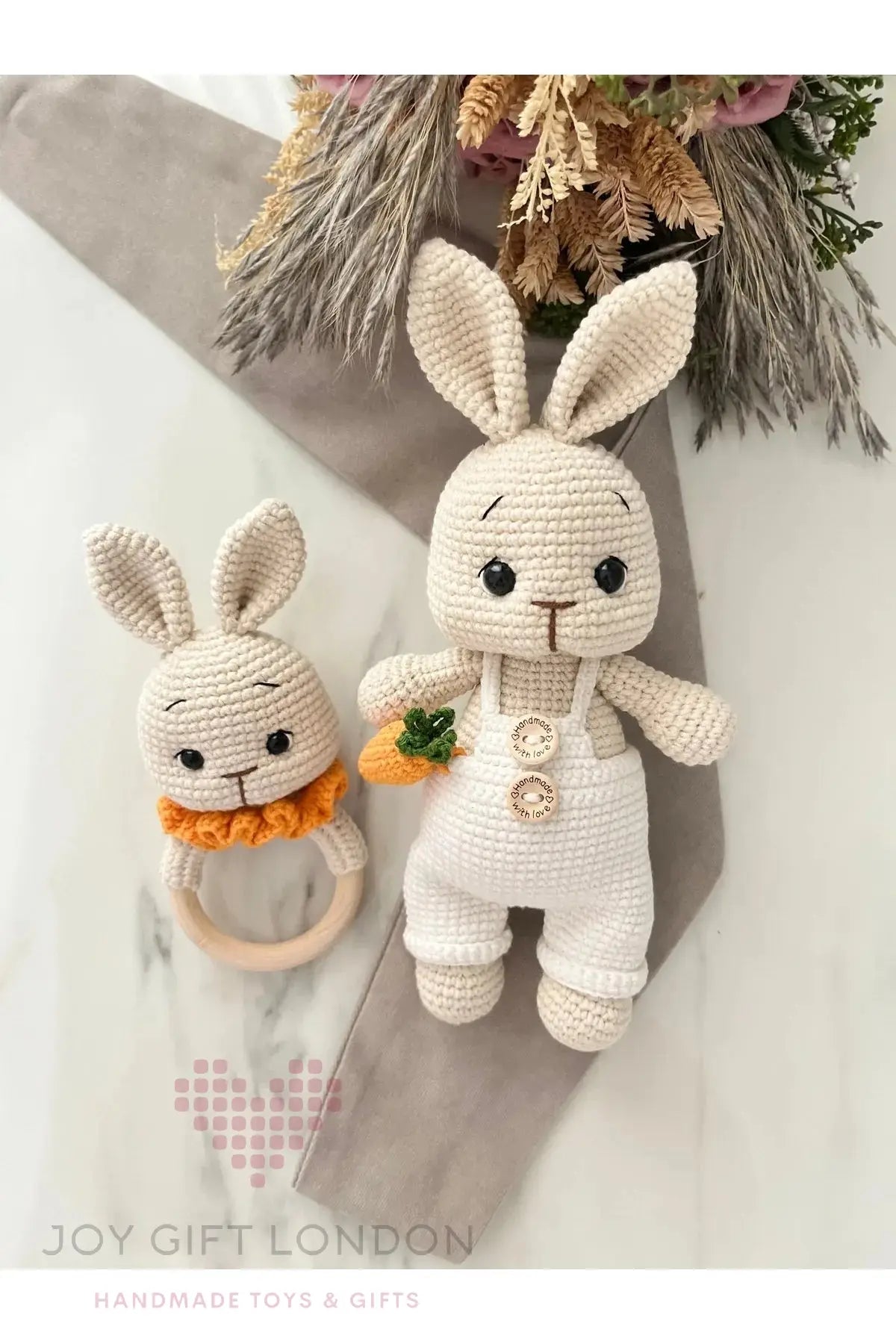 Crochet Cute Rabbit Toy Gift Set 3pc Joy Gift London