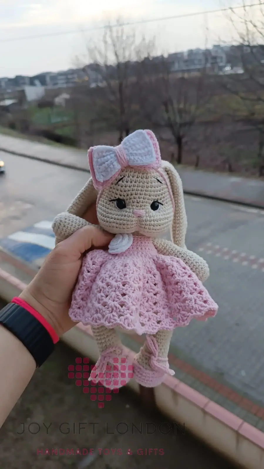 Adorable Crochet Rabbit in Pink Dress – Joy Gift London